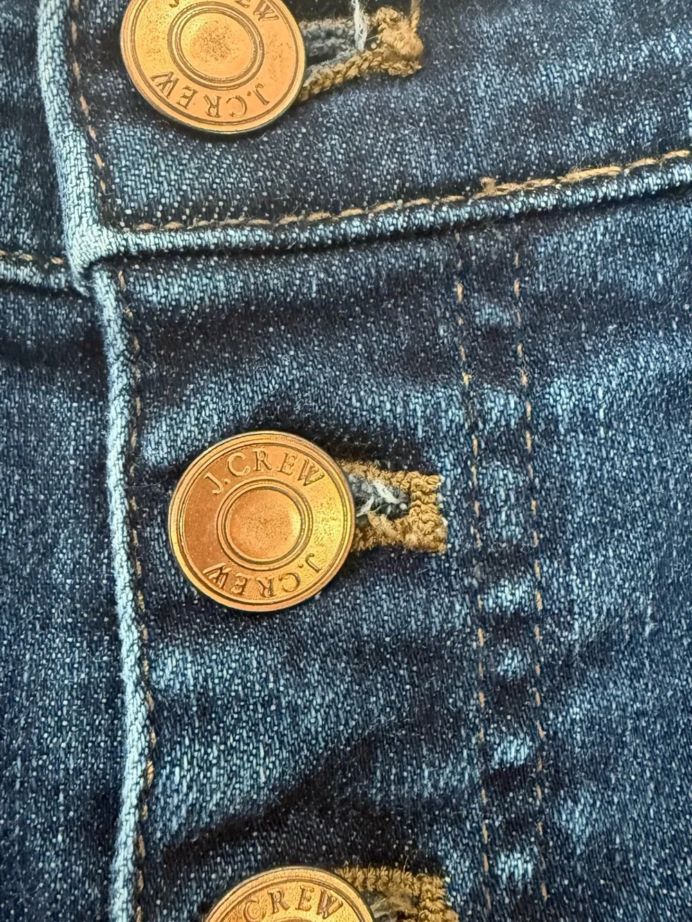 J. Crew Dark Indigo Crop Flare Jeans with Button Front